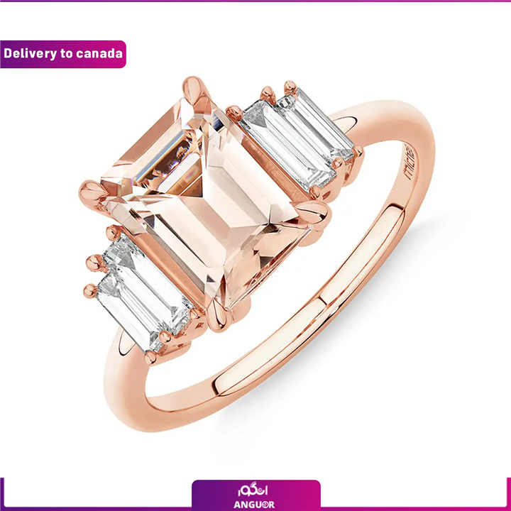 هدیه انگشتر مورگانیت با الماس (تحویل در کانادا )